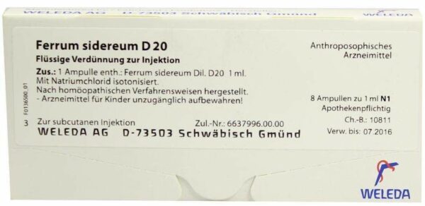 Weleda Ferrum sidereum D20 8 x 1 ml Ampullen