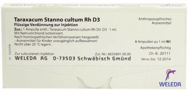 Weleda Taraxacum Stanno cultum Rh D3 8 x 1 ml Ampullen