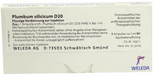 Plumbum Silicicum D 20 Ampullen 8 X 1 ml