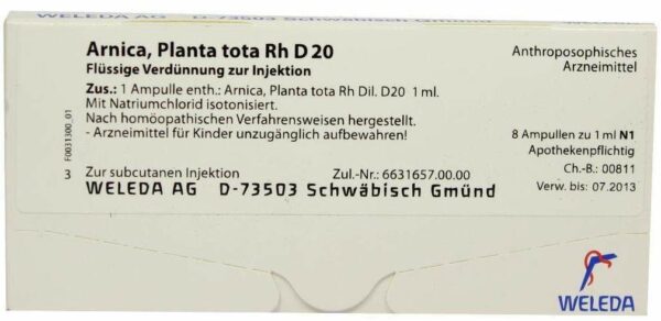 Arnica Planta Tota Rh D 20 Weleda 8 X 1 ml Ampullen